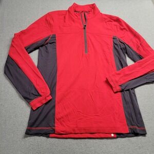 Lululemon Quarter Zip Mens Size Large Red Stretch Performance Athletic Gym‎ Wear